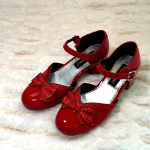 Red Patent Leather and Glitter Heels by Rachel Shoes